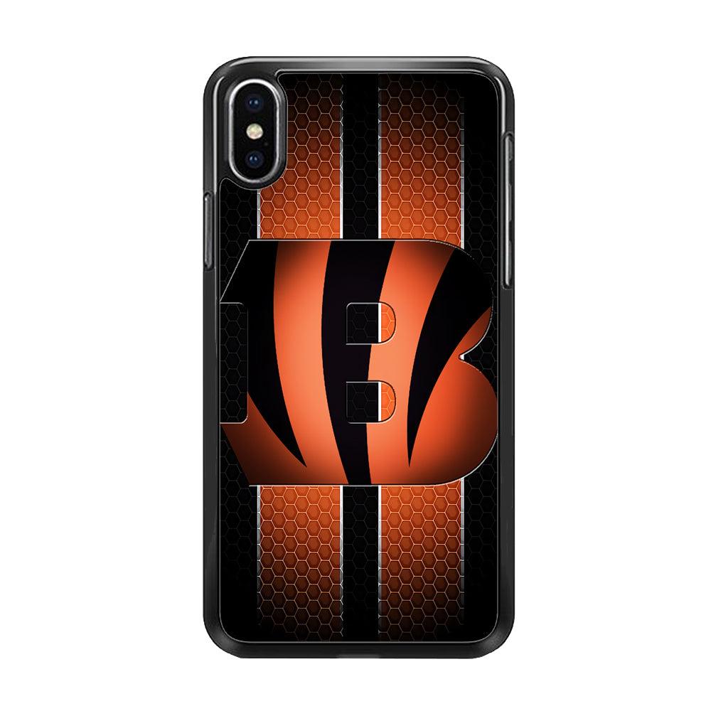 NFL Cincinnati Bengals 001 iPhone Xs Max Case-Rubber / Black (2D Case)-Xtracase