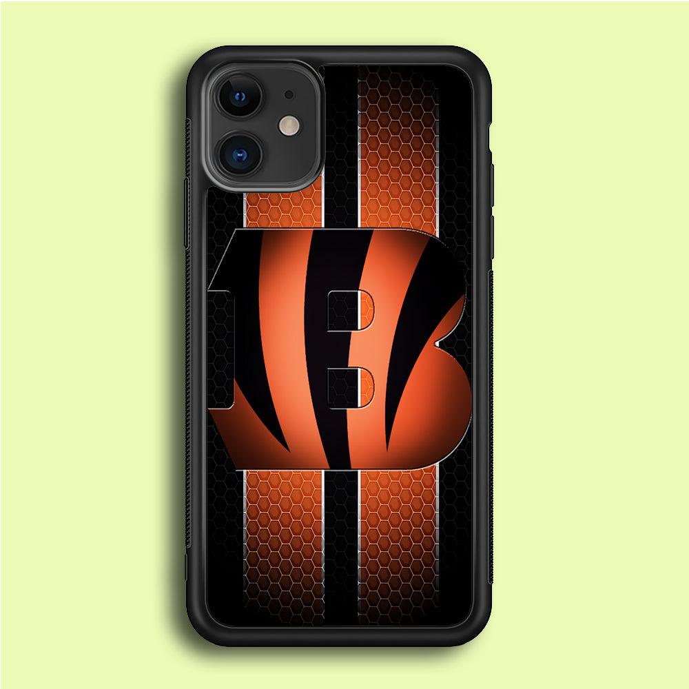 NFL Cincinnati Bengals 001 iPhone 12 Case-Rubber / Black (2D Case)-Xtracase