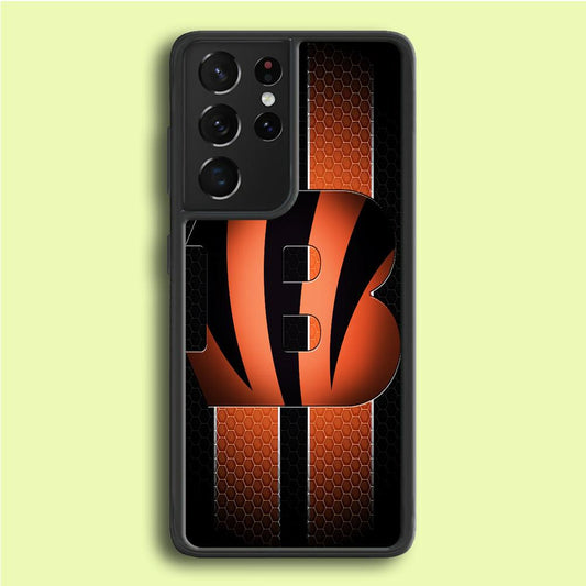 NFL Cincinnati Bengals 001 Samsung Galaxy S21 Ultra Case-Rubber / White (2D Case)-Xtracase