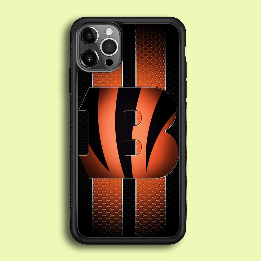 NFL Cincinnati Bengals 001 iPhone 12 Pro Case-Rubber / Black (2D Case)-Xtracase