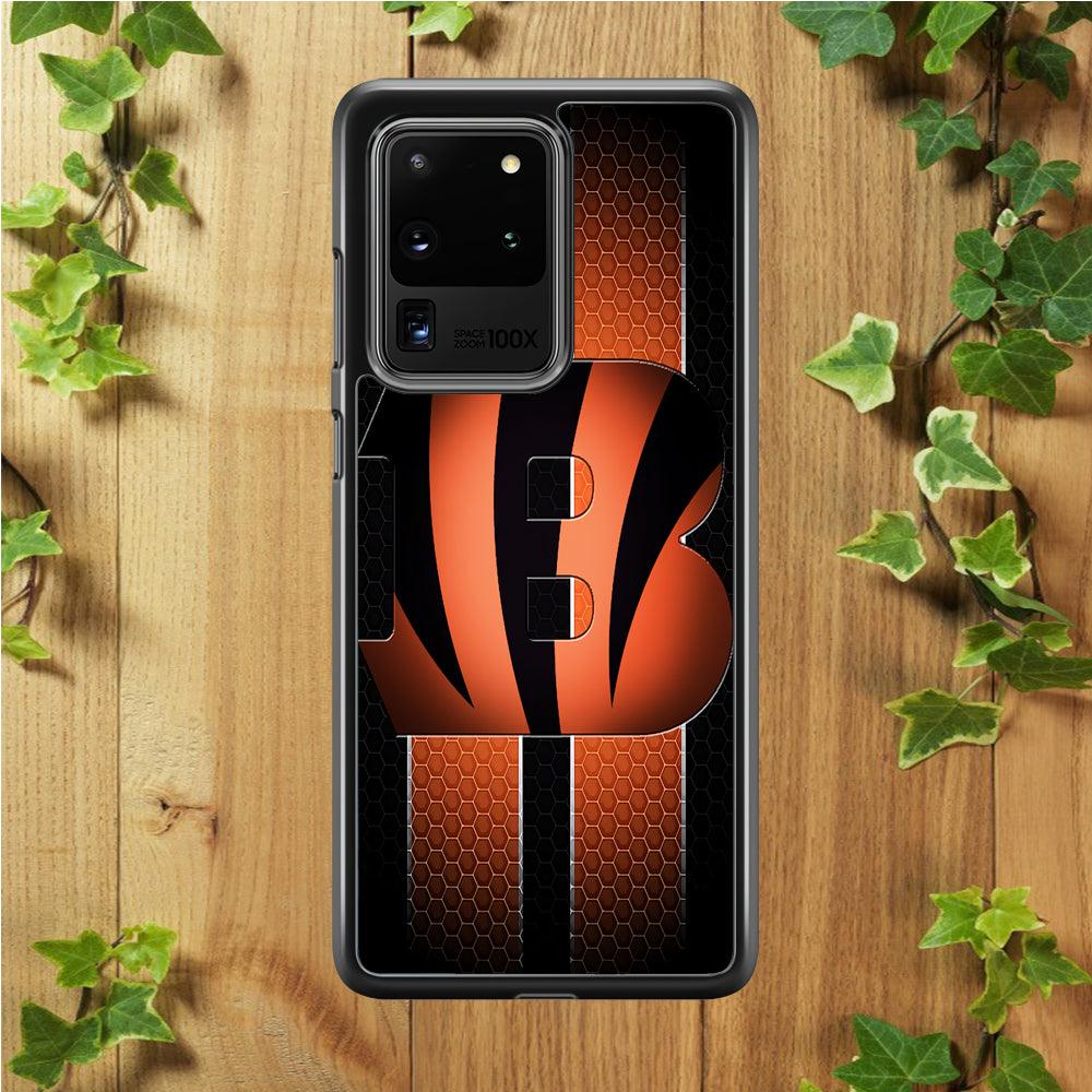 NFL Cincinnati Bengals 001 Samsung Galaxy S20 Ultra Case-Rubber / Black (2D Case)-Xtracase