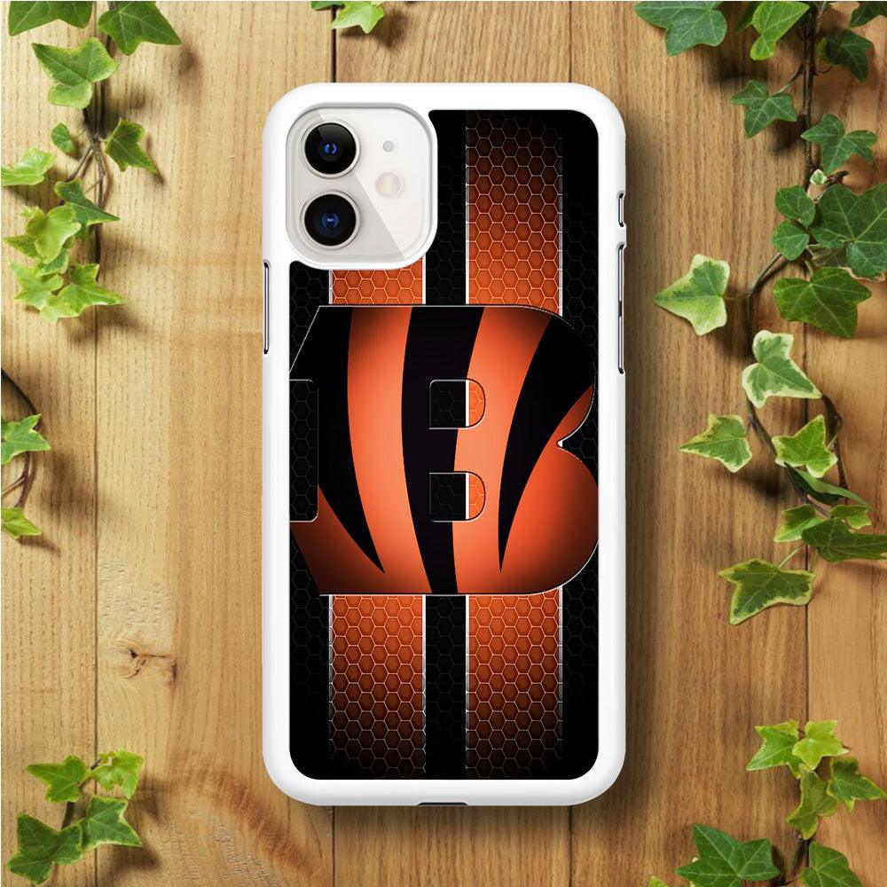 NFL Cincinnati Bengals 001 iPhone 11 Case-Rubber / White (2D Case)-Xtracase