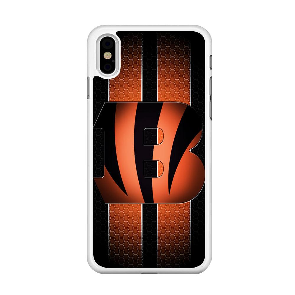 NFL Cincinnati Bengals 001 iPhone Xs Max Case-Rubber / White (2D Case)-Xtracase