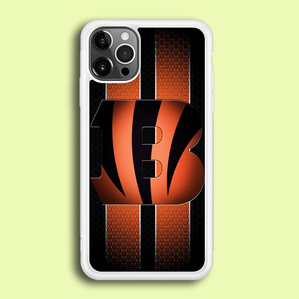 NFL Cincinnati Bengals 001 iPhone 12 Pro Case-Rubber / White (2D Case)-Xtracase
