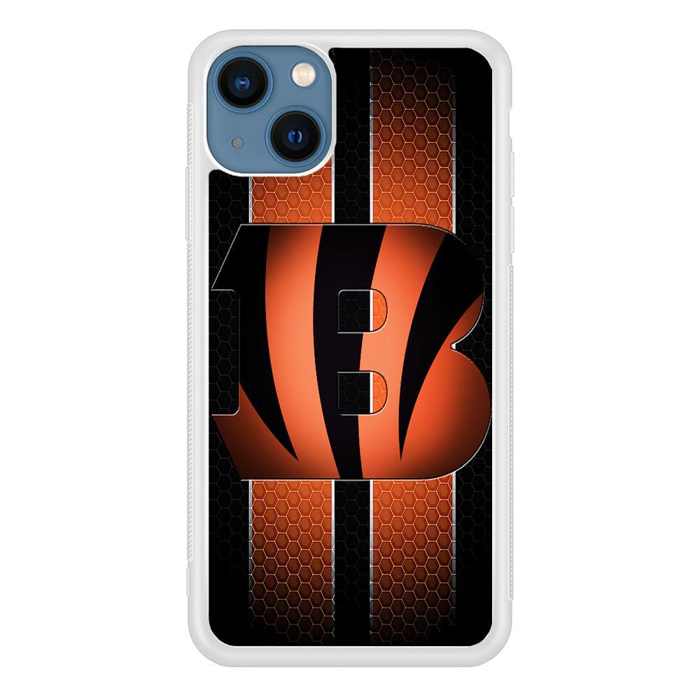 NFL Cincinnati Bengals 001 iPhone 13 Case-Rubber / White (2D Case)-Xtracase