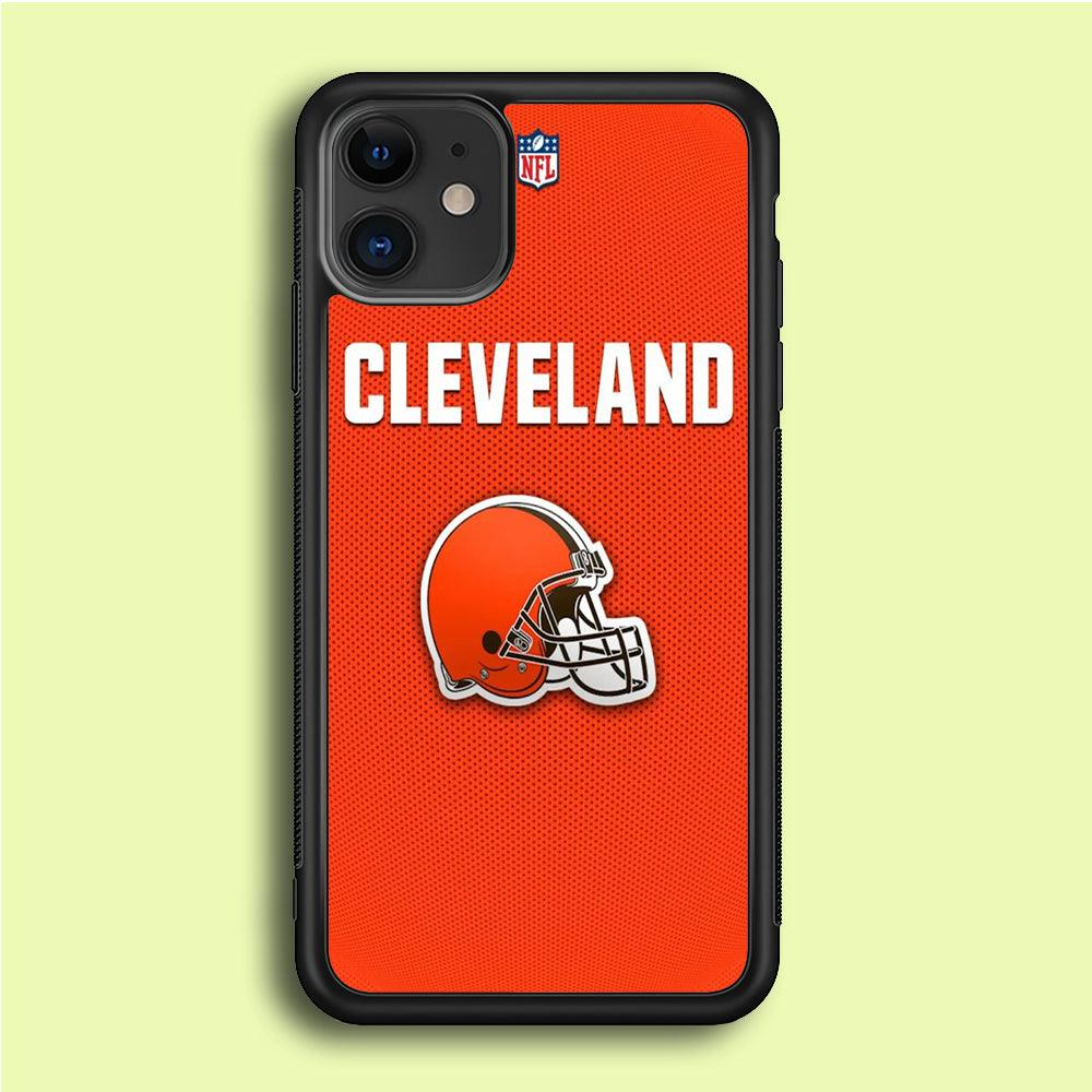 NFL Cleveland Browns 001 iPhone 12 Case-Rubber / Black (2D Case)-Xtracase