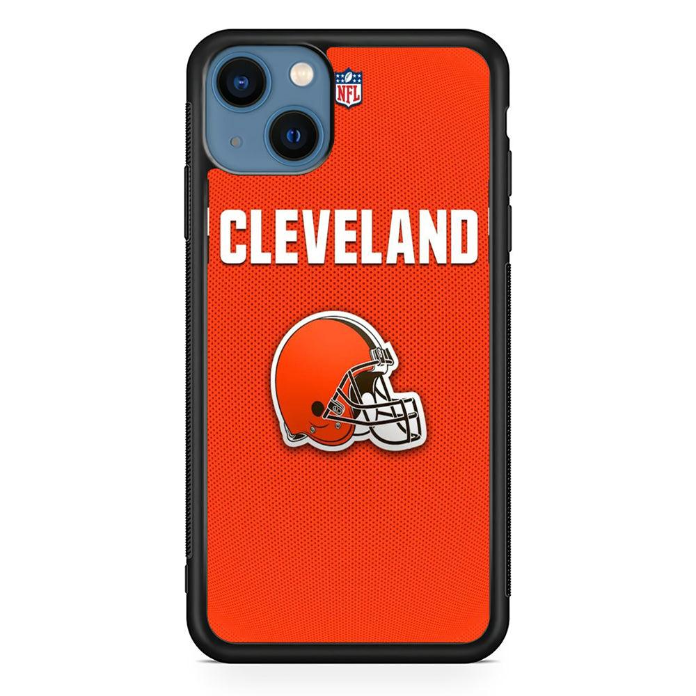 NFL Cleveland Browns 001 iPhone 13 Case-Rubber / Black (2D Case)-Xtracase