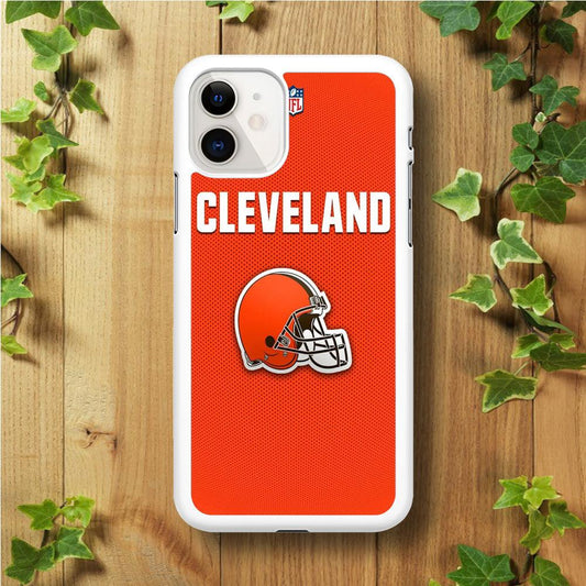 NFL Cleveland Browns 001 iPhone 11 Case-Rubber / White (2D Case)-Xtracase