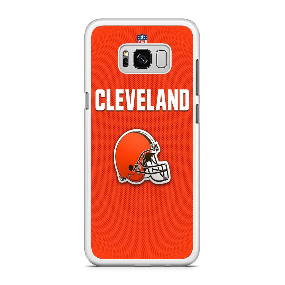 NFL Cleveland Browns 001 Samsung Galaxy S8 Case-Rubber / White (2D Case)-Xtracase