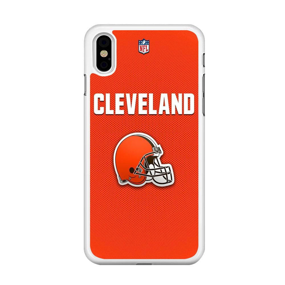 NFL Cleveland Browns 001 iPhone X Case-Rubber / White (2D Case)-Xtracase