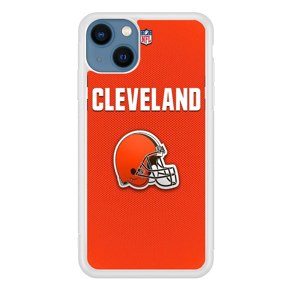 NFL Cleveland Browns 001 iPhone 13 Case-Rubber / White (2D Case)-Xtracase