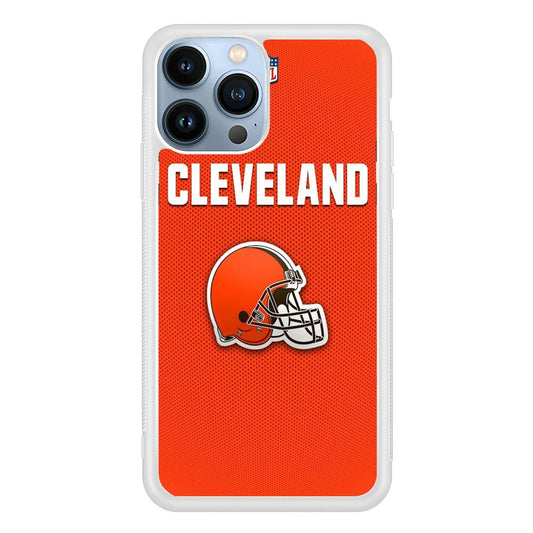 NFL Cleveland Browns 001 iPhone 13 Pro Max Case-Rubber / White (2D Case)-Xtracase