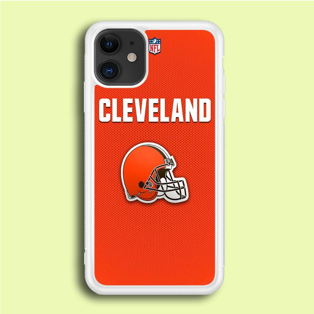 NFL Cleveland Browns 001 iPhone 12 Case-Rubber / White (2D Case)-Xtracase