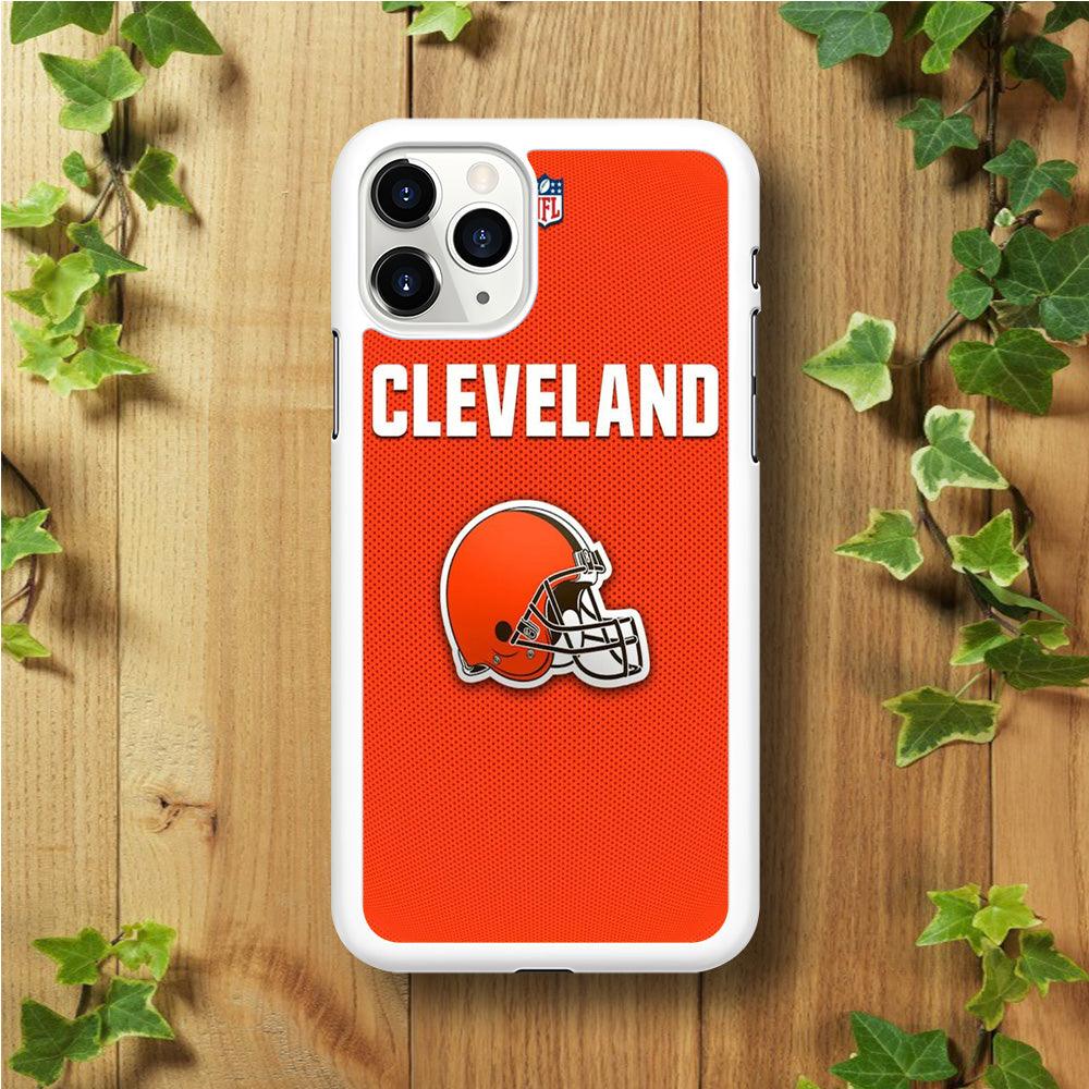 NFL Cleveland Browns 001 iPhone 11 Pro Max Case-Rubber / White (2D Case)-Xtracase