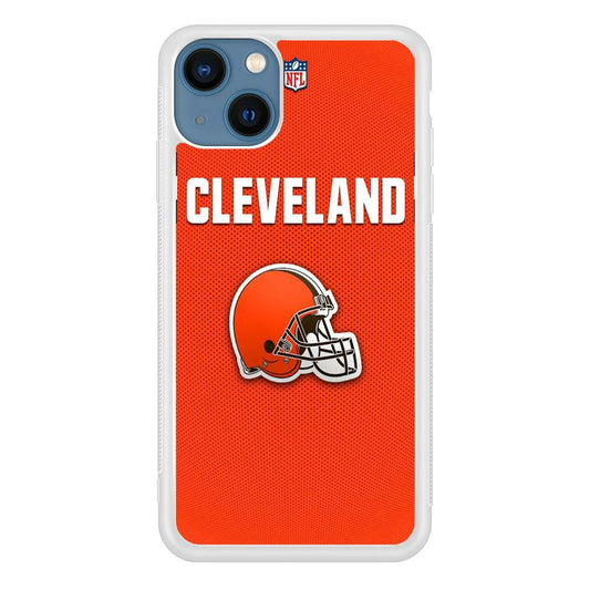 NFL Cleveland Browns 001 iPhone 13 Mini Case-Rubber / White (2D Case)-Xtracase