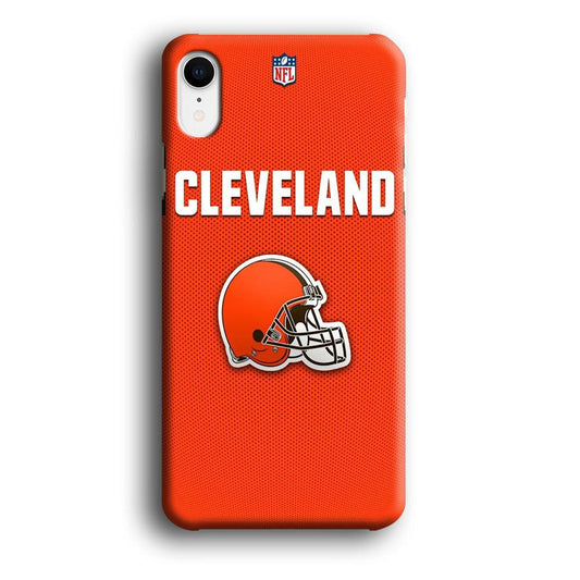 NFL Cleveland Browns 001 iPhone XR Case-Rubber / White (2D Case)-Xtracase