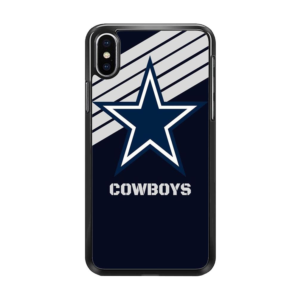 NFL Dallas Cowboys 001 iPhone Xs Case-Rubber / Black (2D Case)-Xtracase