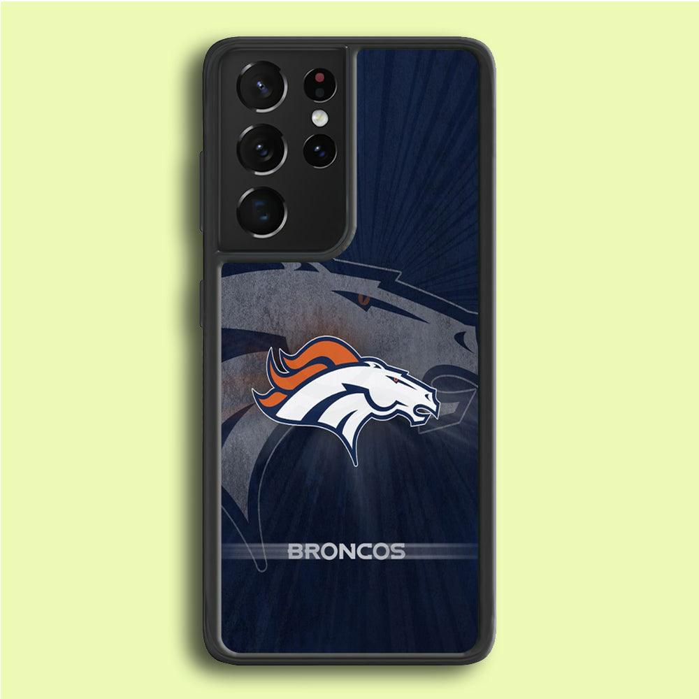 NFL Denver Broncos 001 Samsung Galaxy S21 Ultra Case-Rubber / White (2D Case)-Xtracase
