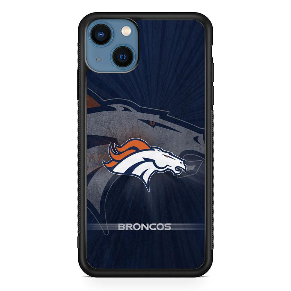 NFL Denver Broncos 001 iPhone 13 Case-Rubber / Black (2D Case)-Xtracase