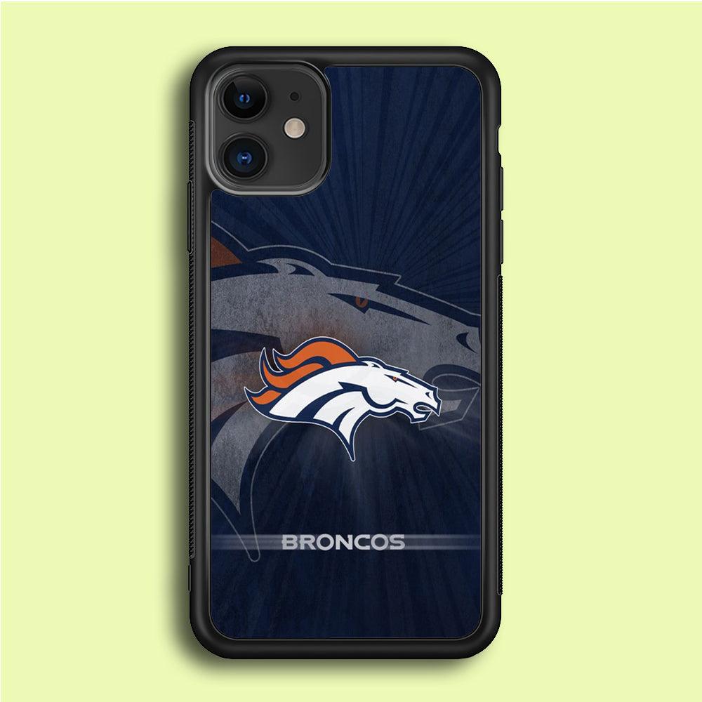 NFL Denver Broncos 001 iPhone 12 Mini Case-Rubber / Black (2D Case)-Xtracase