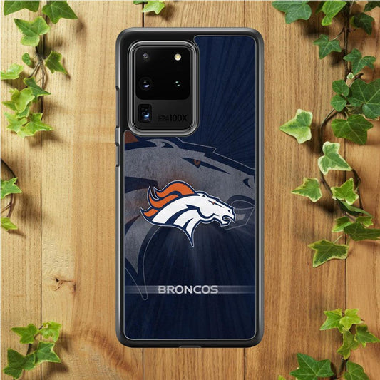 NFL Denver Broncos 001 Samsung Galaxy S20 Ultra Case-Rubber / White (2D Case)-Xtracase
