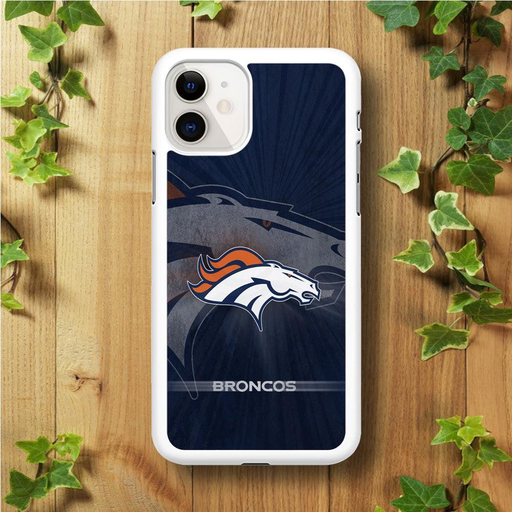 NFL Denver Broncos 001 iPhone 11 Case-Rubber / White (2D Case)-Xtracase