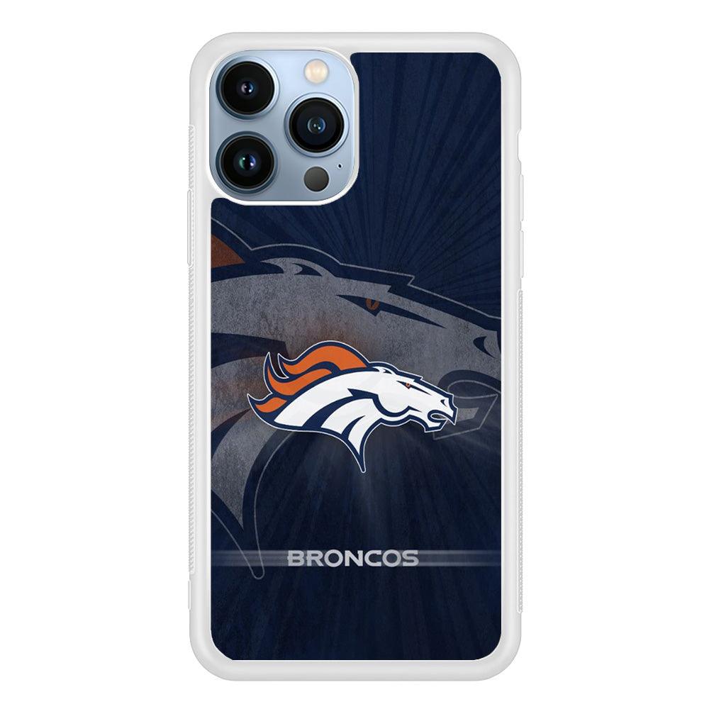 NFL Denver Broncos 001 iPhone 13 Pro Case-Rubber / White (2D Case)-Xtracase