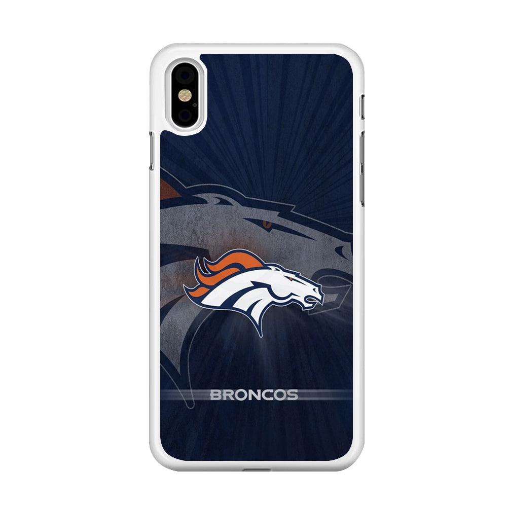 NFL Denver Broncos 001 iPhone Xs Max Case-Rubber / White (2D Case)-Xtracase
