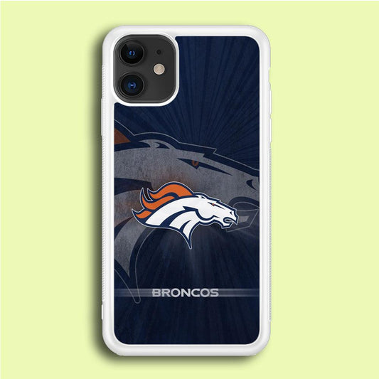 NFL Denver Broncos 001 iPhone 12 Case-Rubber / White (2D Case)-Xtracase