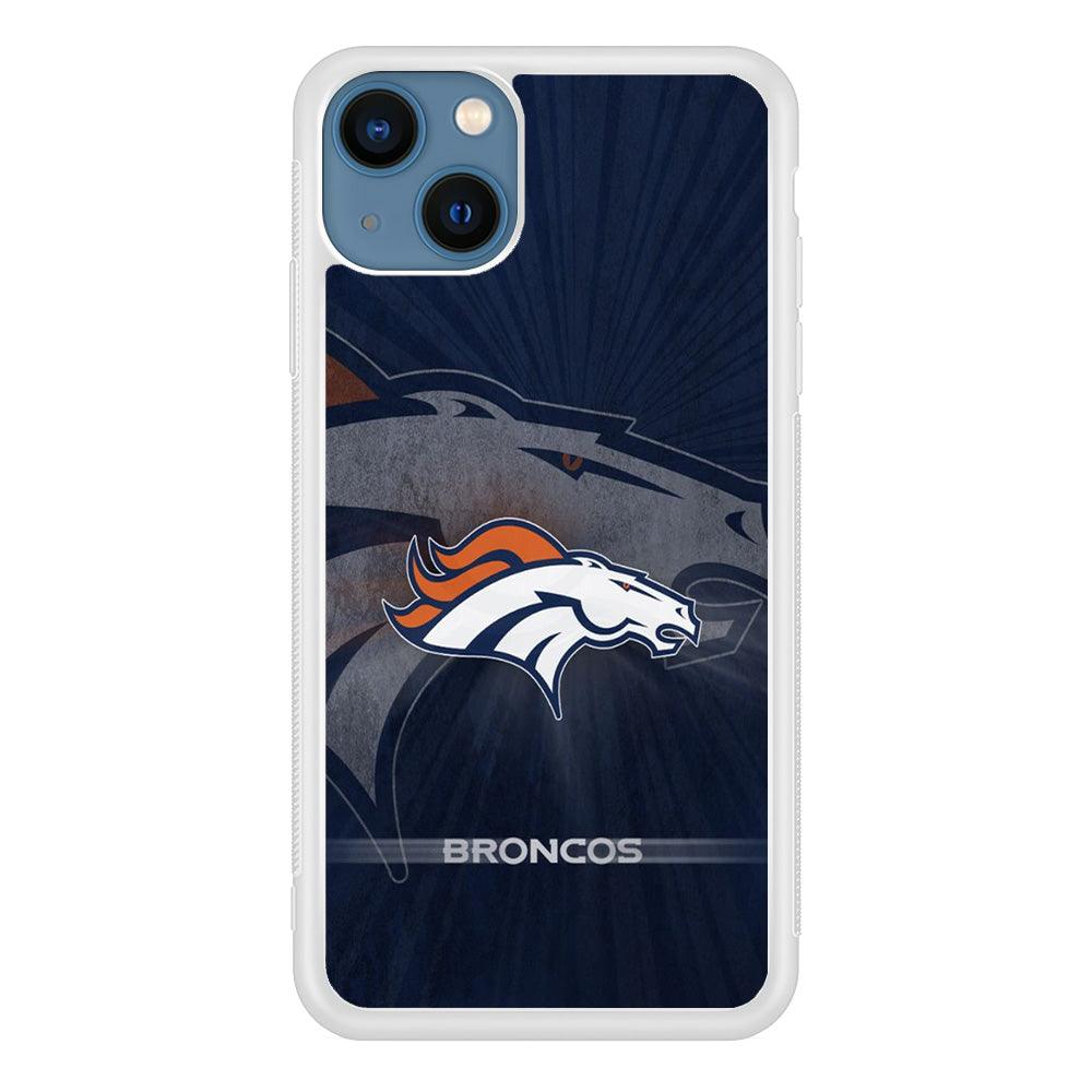 NFL Denver Broncos 001 iPhone 13 Case-Rubber / White (2D Case)-Xtracase