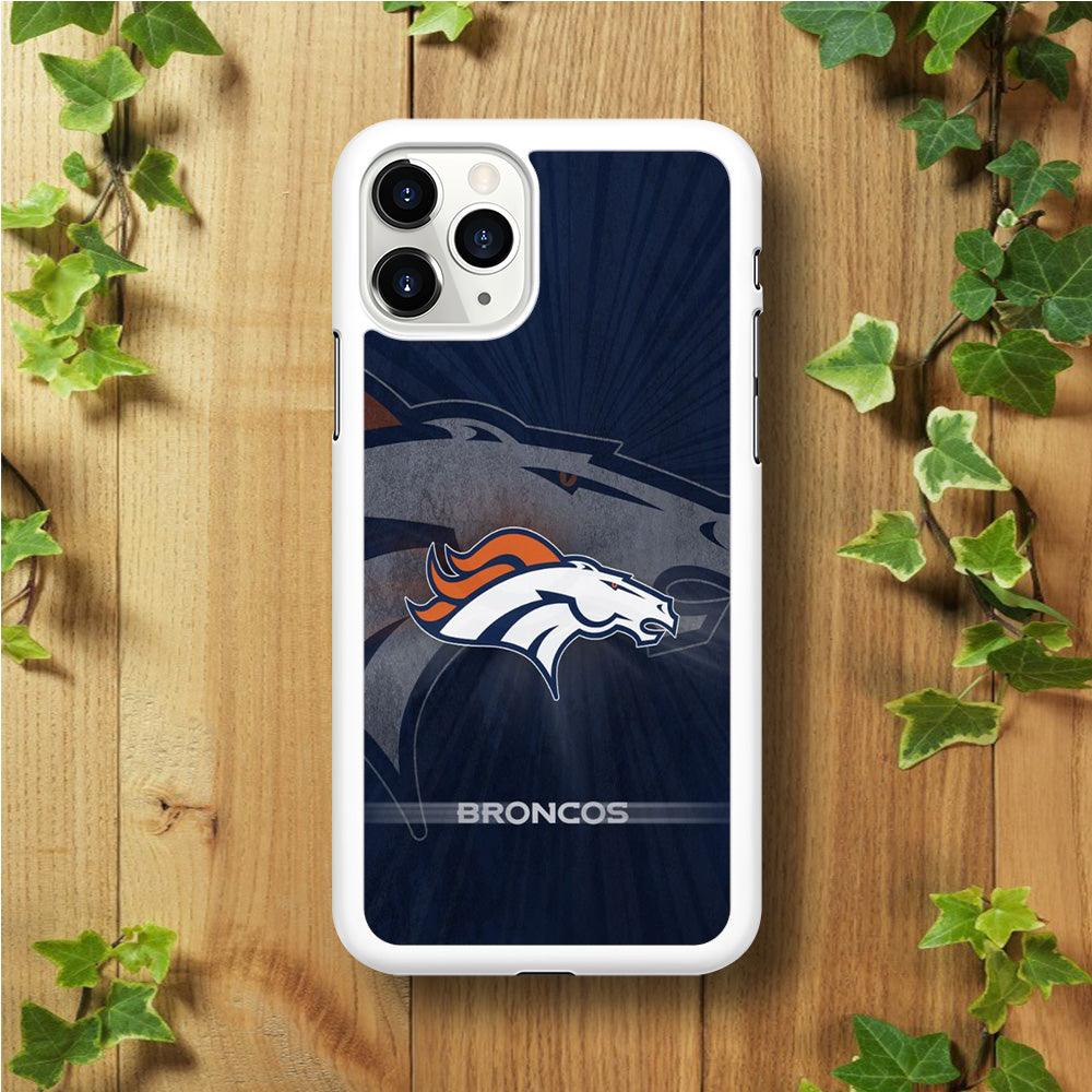 NFL Denver Broncos 001 iPhone 11 Pro Max Case-Rubber / White (2D Case)-Xtracase