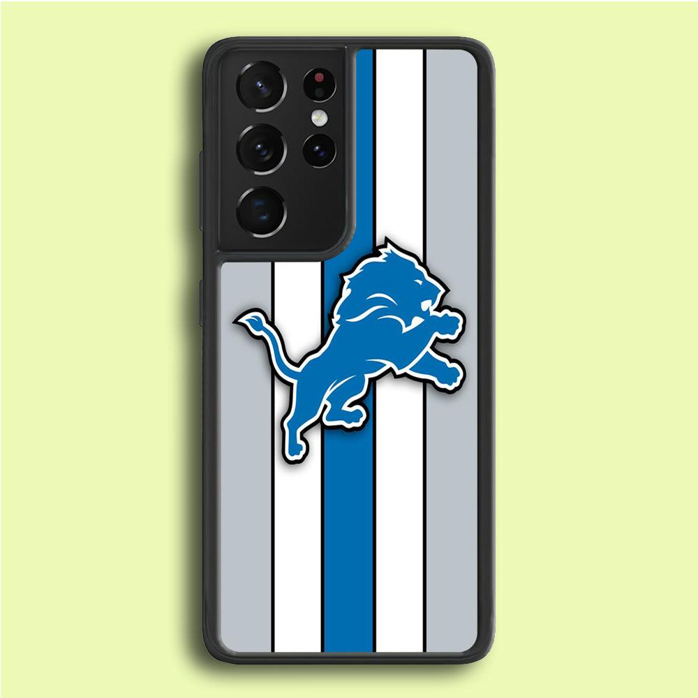 NFL Detroit Lions 001 Samsung Galaxy S25 Ultra Case-Rubber / White (2D Case)-Xtracase