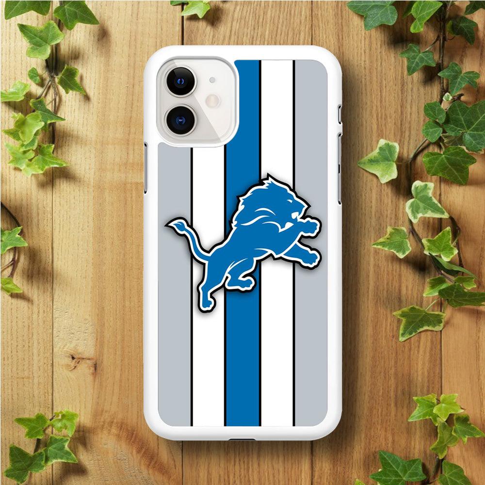 NFL Detroit Lions 001 iPhone 11 Case-Rubber / White (2D Case)-Xtracase
