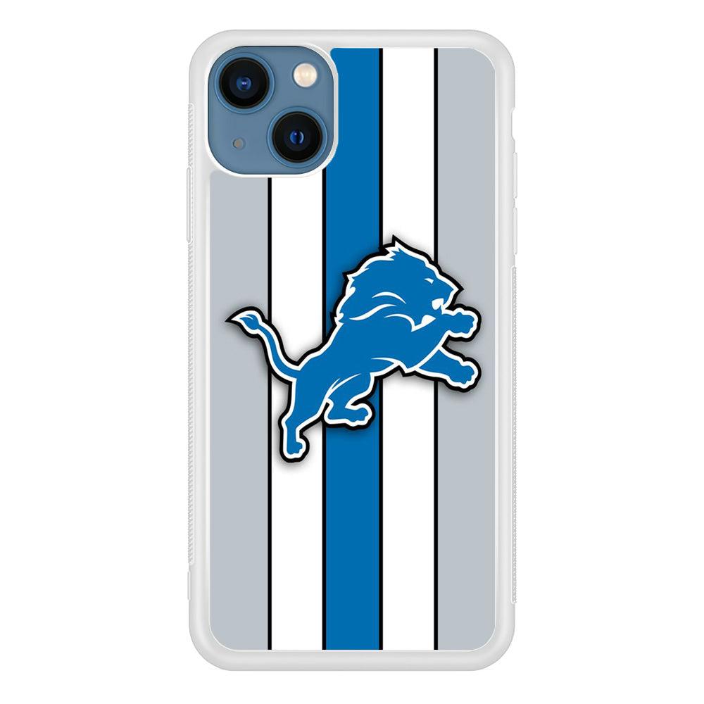 NFL Detroit Lions 001 iPhone 13 Case-Rubber / White (2D Case)-Xtracase