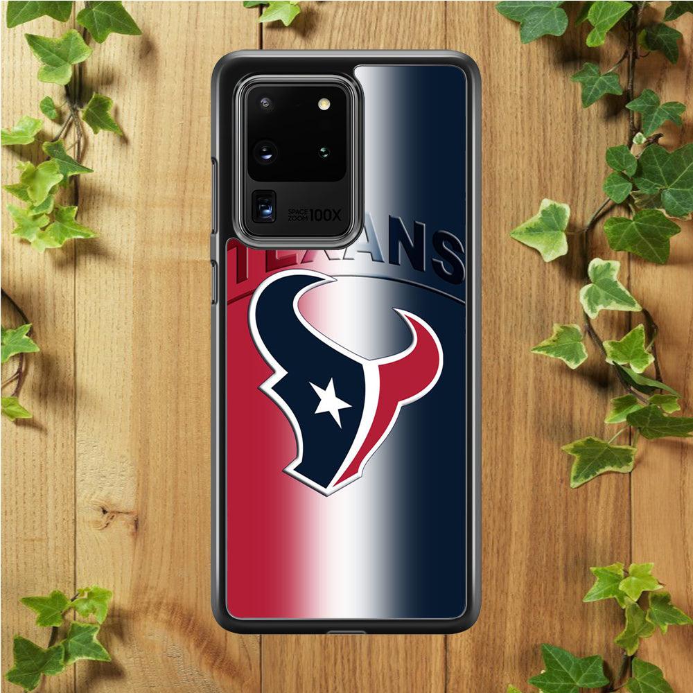 NFL Houston Texans 001 Samsung Galaxy S20 Ultra Case-Rubber / Black (2D Case)-Xtracase