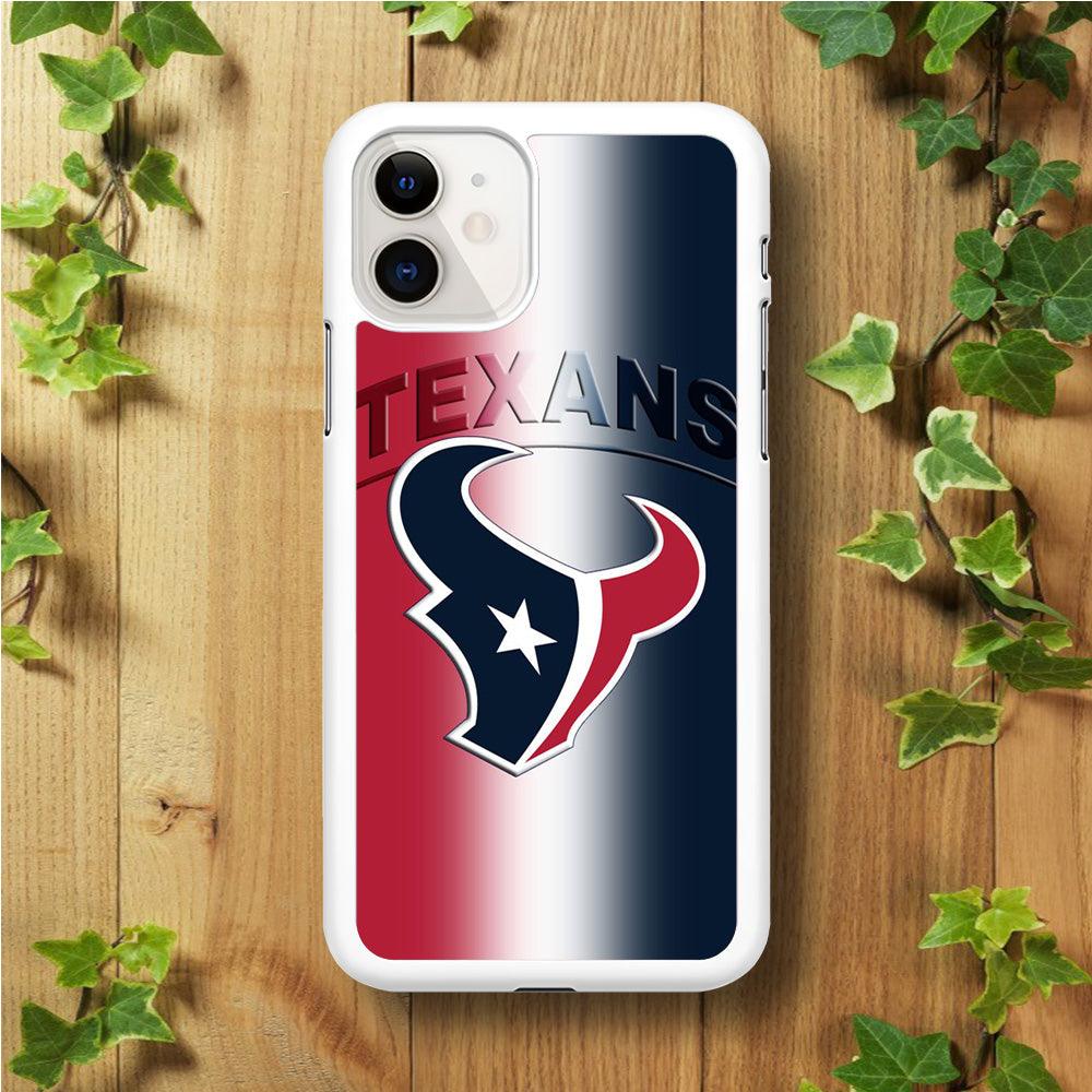 NFL Houston Texans 001 iPhone 11 Case-Rubber / White (2D Case)-Xtracase