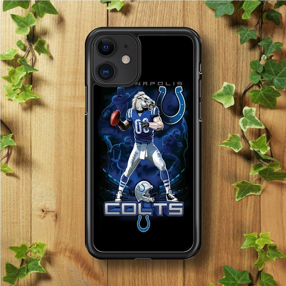 NFL Indianapolis Colts 001 iPhone 11 Case-Rubber / Black (2D Case)-Xtracase