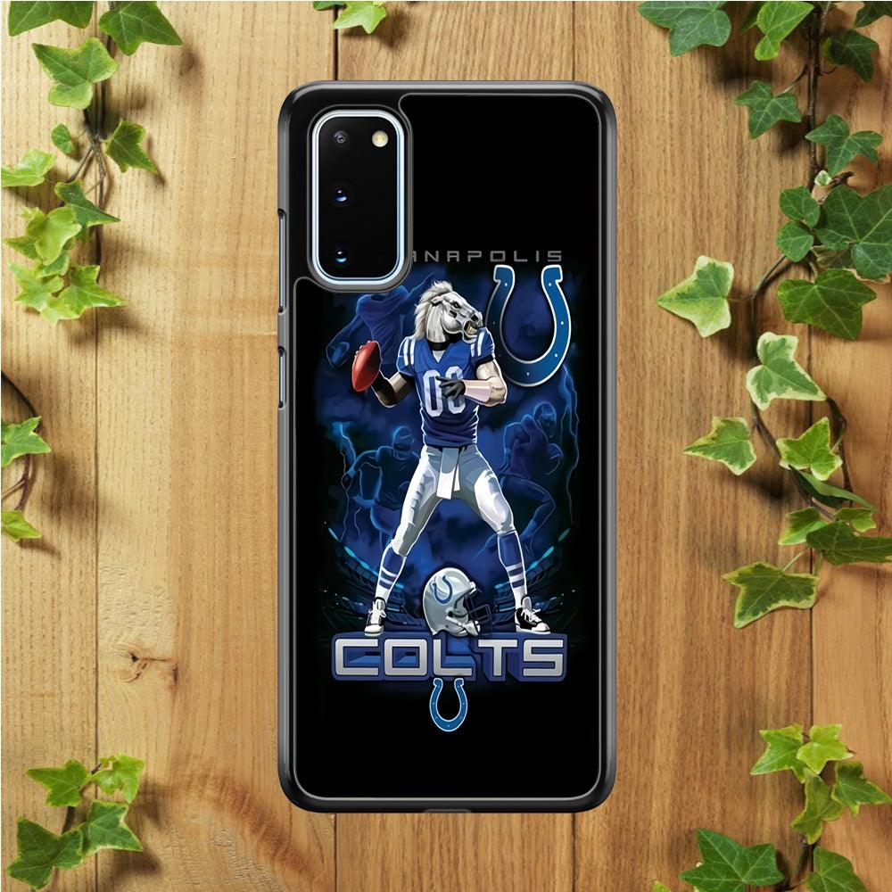 NFL Indianapolis Colts 001 Samsung Galaxy S20 Case-Rubber / White (2D Case)-Xtracase