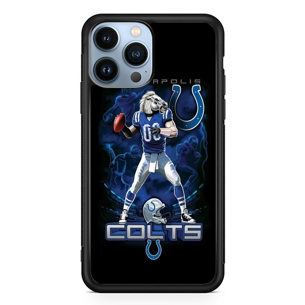 NFL Indianapolis Colts 001 iPhone 13 Pro Max Case-Rubber / Black (2D Case)-Xtracase
