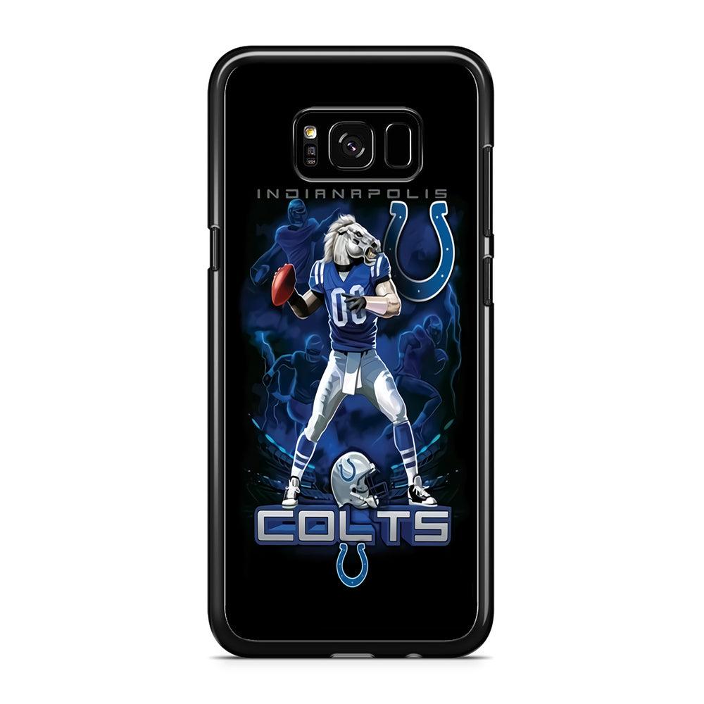 NFL Indianapolis Colts 001 Samsung Galaxy S8 Case-Rubber / Black (2D Case)-Xtracase