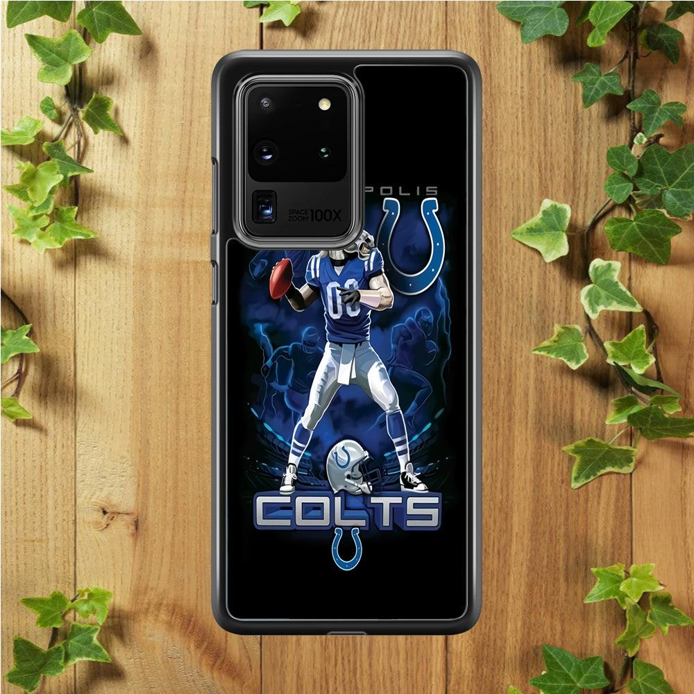 NFL Indianapolis Colts 001 Samsung Galaxy S20 Ultra Case-Rubber / White (2D Case)-Xtracase