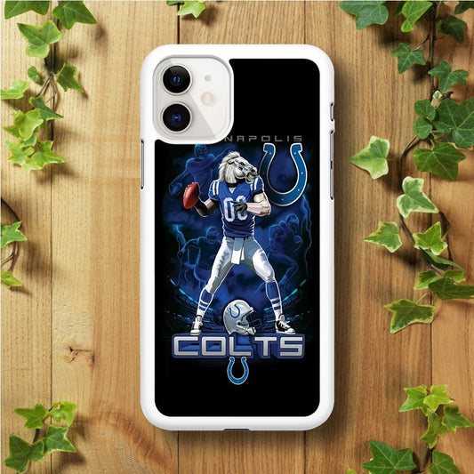 NFL Indianapolis Colts 001 iPhone 11 Case-Rubber / White (2D Case)-Xtracase