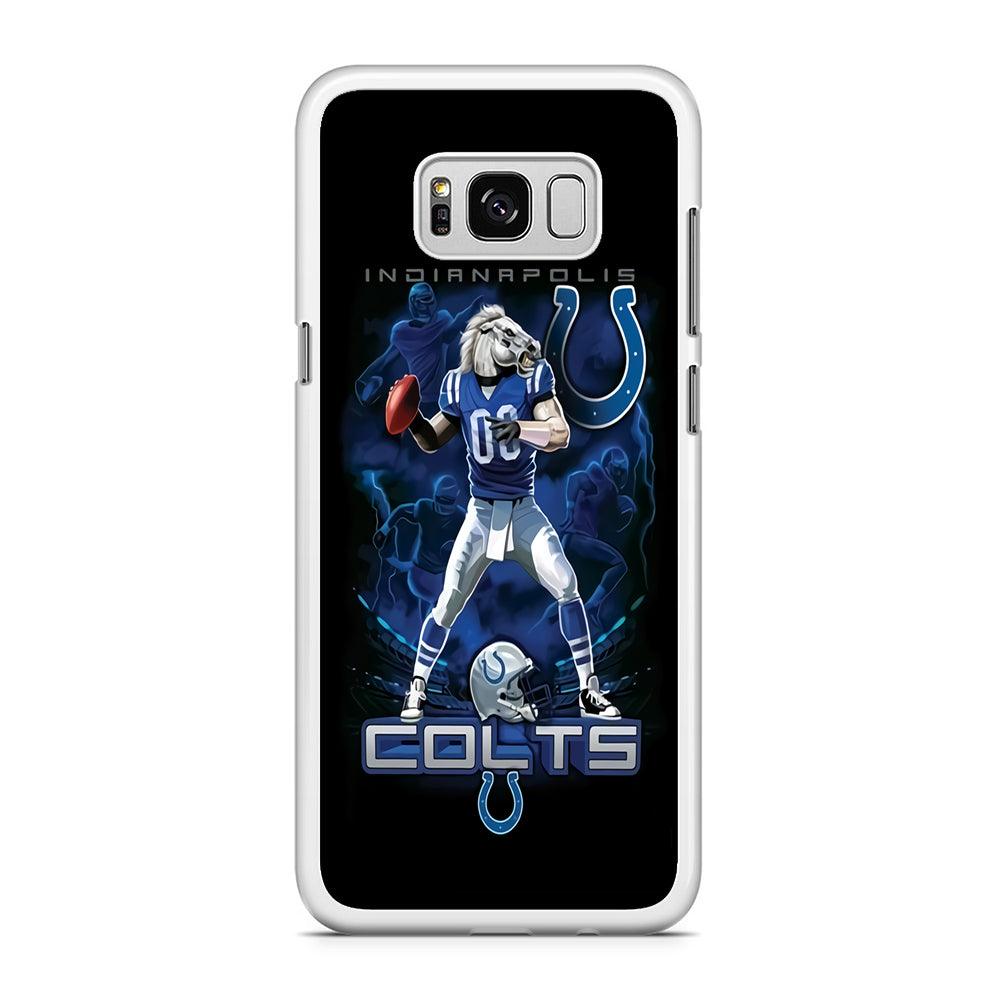 NFL Indianapolis Colts 001 Samsung Galaxy S8 Case-Rubber / White (2D Case)-Xtracase