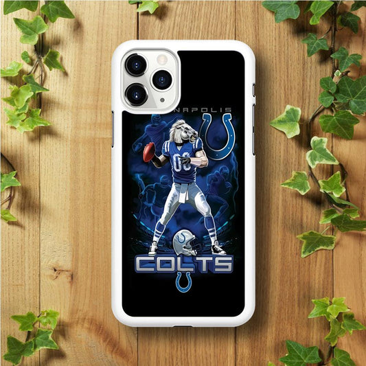 NFL Indianapolis Colts 001 iPhone 11 Pro Case-Rubber / White (2D Case)-Xtracase