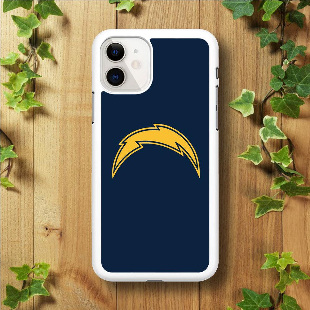 NFL Los Angeles Chargers 001 iPhone 11 Case-Rubber / White (2D Case)-Xtracase
