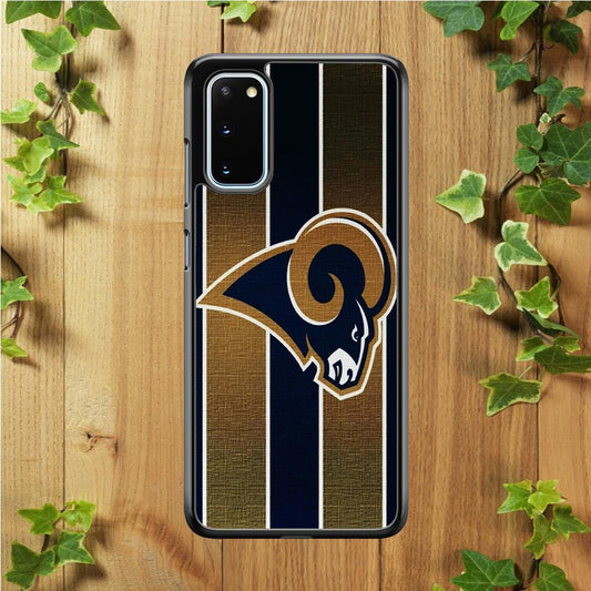 NFL Los Angeles Rams 001 Samsung Galaxy S20 Case-Rubber / White (2D Case)-Xtracase