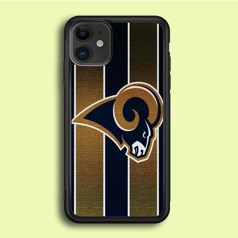 NFL Los Angeles Rams 001 iPhone 12 Mini Case-Rubber / Black (2D Case)-Xtracase