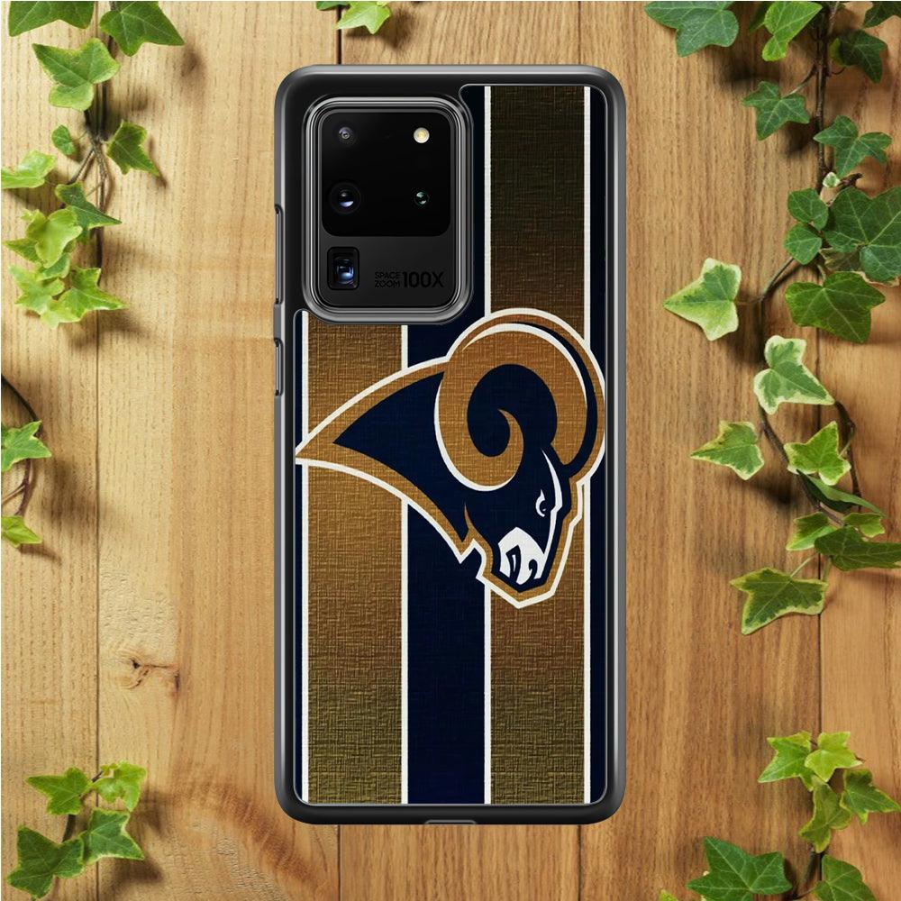 NFL Los Angeles Rams 001 Samsung Galaxy S20 Ultra Case-Rubber / White (2D Case)-Xtracase