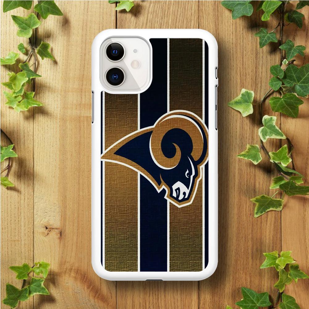 NFL Los Angeles Rams 001 iPhone 11 Case-Rubber / White (2D Case)-Xtracase