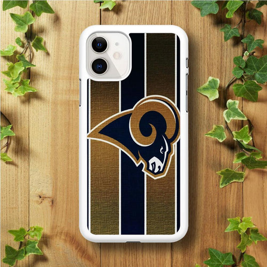 NFL Los Angeles Rams 001 iPhone 11 Case-Rubber / White (2D Case)-Xtracase